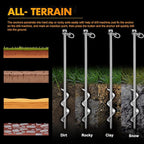 Hiboom Ground Anchor Screw Heavy Duty Earth Anchors Tent Stakes for High Wind with T Handle Hex Wrench Trampoline Hook Ground Stakes for Camping Canopies Car Ports Sheds