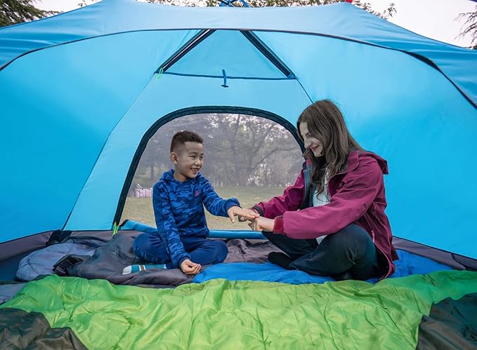 KAZOO 2／4 Person Camping Tent Outdoor Waterproof Family Large Tents 2/4 People Easy Setup Tent with Porch Double Layer