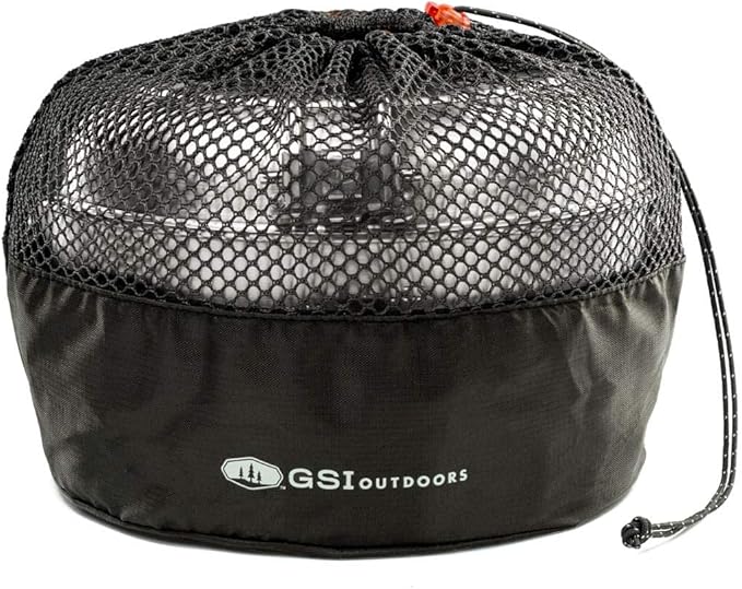 GSI Outdoors Glacier Stainless Steel Base Camper - Large - 3 Pieces Cookset - Compact, & Durable Pot Pan for Camping