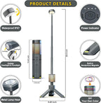 Camping-Lights-Rechargeable,Outdoor Telescopic-Collapsible-Lanterns with 2 Light Sources Mobile Lighting 10500mAh Battery Flash Light & Road Lamp for Adventure/Hiking/Camping/Live Streaming(Dark Grey)