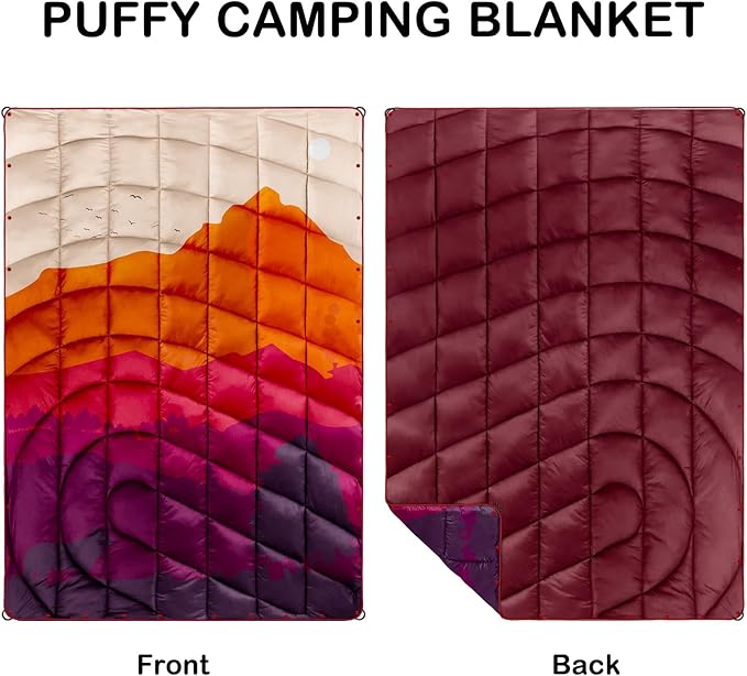 Camping Blanket,Lightweight Puffy Printed Camping Blanket Packable Outdoor Blanket for Camping,Traveling, Stadium, Hiking, Picnics