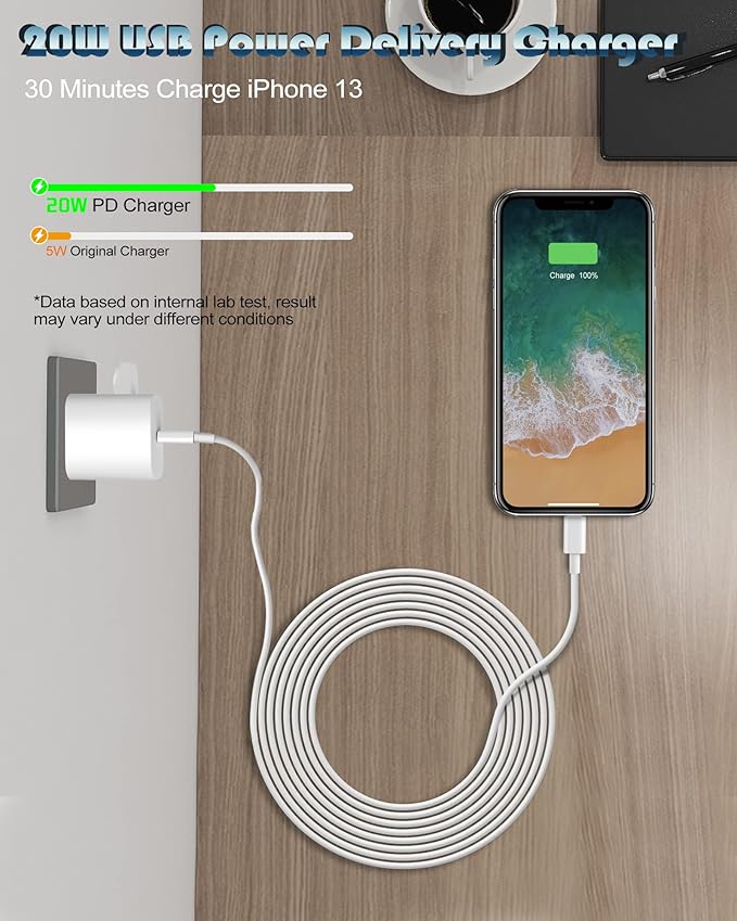iPhone Fast Charger,Apple Charger Super Quick iPhone Charger Fast Charging,2Pack 10FT Long Type-C to Lightning Cable Cord USB C Wall Charger Block Adapter for iPhone 14 13 12 11/13Pro Max/12Mini/XS/XR