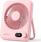 Small Desk Fan Personal Fans: 5000mah 25 Hours Battery Office Quiet Mini Desktop Fan Portable Rechargeable Travel Essentials (Pink, 5000)