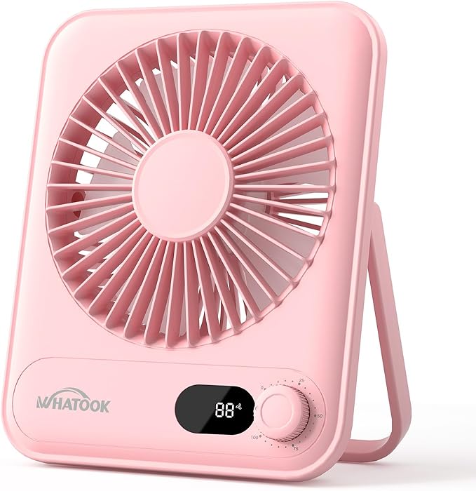 Small Desk Fan Personal Fans: 5000mah 25 Hours Battery Office Quiet Mini Desktop Fan Portable Rechargeable Travel Essentials (Pink, 5000)