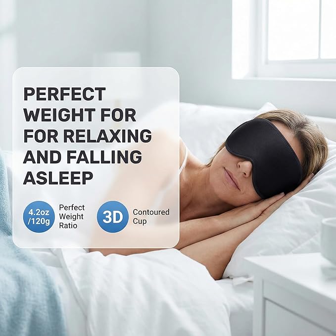 Weighted Eye Mask for Sleeping 2 Pack: Gentle Pressure Blackout Sleep Mask with 3D Contoured Cups, Zero Eye Pressure Sleep Mask for Lash Extensions, Memory Foam Travel Mask, Black Pink