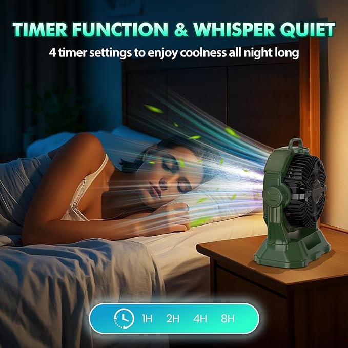 Misting Fan Portable 42800mAh Rechargeable Camping Fan with Remote Control, 3 LED Light & Stepless Speed Control & Cooling Spray with 6L Bucket, Timer Function, Portable Handle, Rotating Hanging Hook