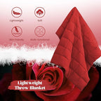 puredown® Lightweight Packable Couch Throw Soft Feather Down Throw Blanket for Indoor and Outdoor Use, 50"X70", Fiery Red