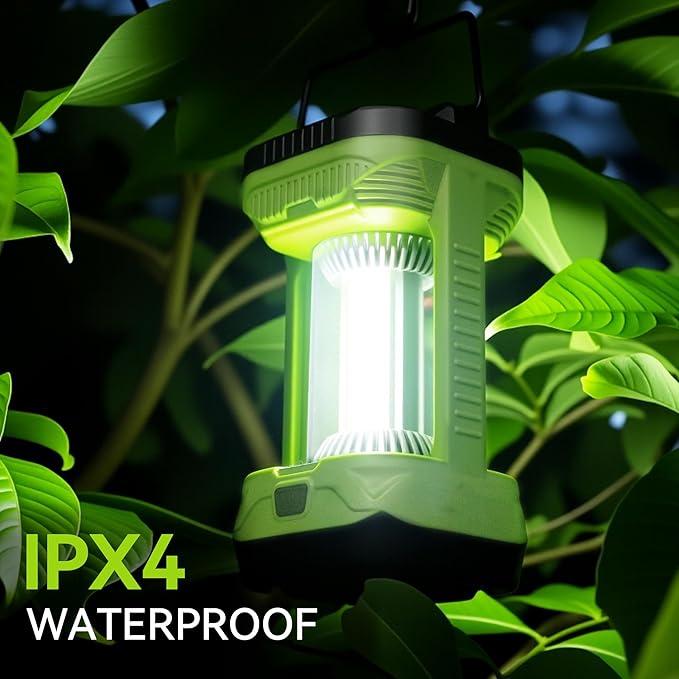 AlpsWolf Camping Lantern Rechargeable, 1000LM 4 Light Modes Camping Light 4000mAh Rechargeable Lantern for Power Outages Portable Camping Lamp Camping Essentials for Emergency, Green, 2 Packs