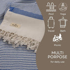 Ruvy Home Basics 2 Pack Turkish Beach Towels – Oversized Quick-Dry Bath Towels (40 x 72 Inches) – 100% Cotton Large Towels for Pool, Yoga, Travel, Camping Essentials, and Bathroom Decor - Navy