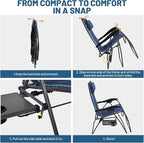 TIMBER RIDGE Oversized Zero Gravity Chair, 33In Wide XXL Zero Gravity Reclining Chair with Side Table, Full Padded Lounge Chair for Outdoor Camping Patio Lawn, Heavy Duty Supports 500lbs, Blue-2 Pack