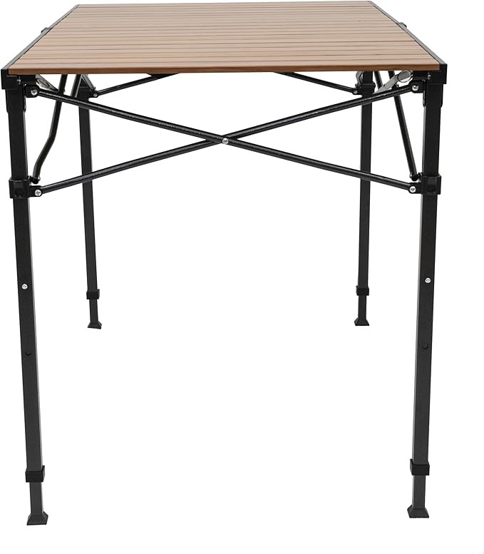 ALPS Mountaineering Overlanding Table, Aluminum Roll-Top with Wood-Look, Adjustable Height