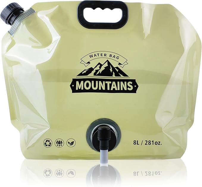 Camping Water Jug 2.1 Gallon Collapsible Water Container Portable Water Bag for Travel Outdoor Hiking BPA Free Lightweight (Beige (2.1Gal), 2)