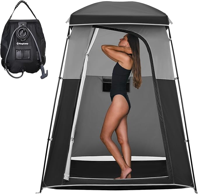 KingCamp Shower Tent, Portable Privacy Tent Outdoor Camping 1/2 Room Toilet Tents with Shower Bag & Dressing Room for Beach, Camping & Hiking
