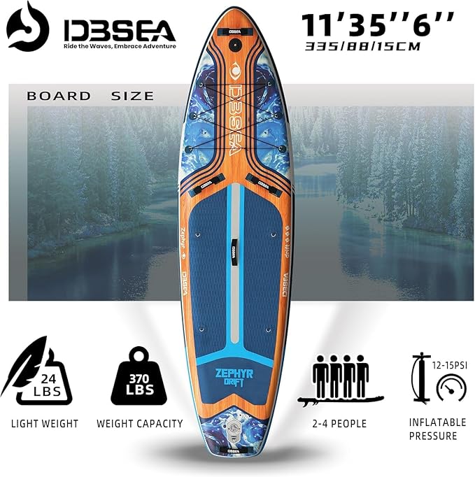 11 ft Extra Wide Inflatable Paddle Board with Accessories, Stand Up Paddleboard for 2 Person, All Around SUP Board for Adults, Fishing, Yoga