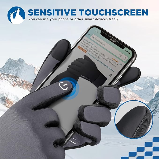 SIMARI Winter Gloves Women Men Ski Snow Gloves Liner Thermal Warm Touch Screen, Suit for Running, Cycling, Biking, Hiking, Driving, Walking, Typing, Freezer Work, Sports, Soccer, Shooting, Gaming 102