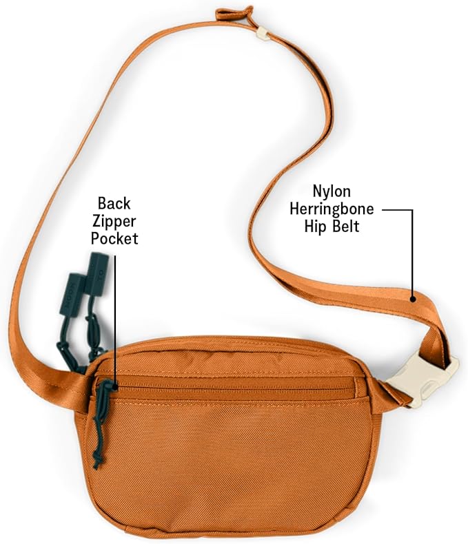 Baboon to the Moon Fanny Pack - Trendy, Compact, Water-Repellent Waist Bag in Multiple Colors and Sizes for Men and Women (Caramel, Mini (1.5L))