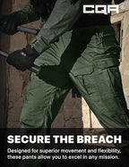 CQR Men's Flex Ripstop Tactical Pants, Water Resistant Stretch Cargo Pants, Lightweight EDC Hiking Work Pants