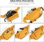 CXWMZY Fanny Packs For Women & Men Waist Pack Hip Bum Bag with Multi-Pockets Large Capacity Waterproof Casual Bum Bag for Disney Traveling Casual Cycling Running Hiking (Yellow)