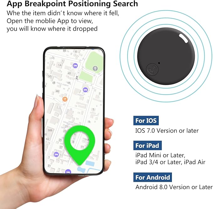 Aircawin Mini GPS Tracker, Key Item Finder Locator,No Monthly Fee App for iOS/Android 2023 Latest,Portable Anti-Lost Bluetooth Tag Item Tracker for Luggages/Kids/Pets/Phone/Wallet/Bag-2Pcs-Black+White
