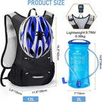 Lightweight Hydration Backpack, Running Backpack with 2L Water Bladder, Hydro Water Daypack for Cycling Hiking Rave for Men Women
