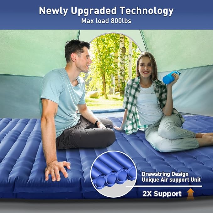 Elegear Double Sleeping Pad - 4" Ultra-Thick Self Inflating Camping Mat for 2 Persons with Built-in Pillow and Foot Pump