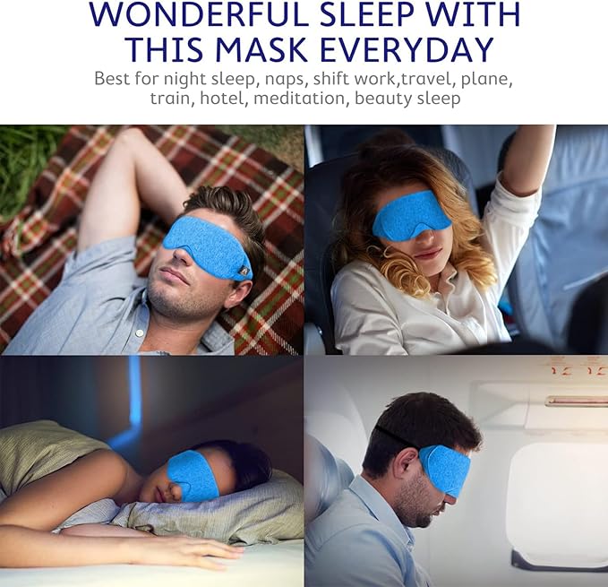 Mavogel Cotton Sleep Mask - Breathable Light Blocking Sleep Eye Mask, Soft Comfortable Night Sleeping Mask for Men Women, Eye Cover for Travel/Shift Work/Nap, Includes Travel Pouch (Cobalt Blue)
