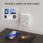 Multi Plug Outlet Extender Surge Protector Adapter, 8 Outlet with 4 USB Ports (2 USB C) 1350J Power Strip Wall Charger Spaced for Travel,Home, Office, Dorm Room, White