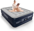 Full Air Mattress with Built-in Pump, 18" Top Inflatable Mattress with Waterproof Flocking Fabric, Three-Minute Quick-Inflatable Bed. Portable Blow Up Mattress for Home, Outdoor and Guests