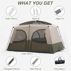Vidalido Tents，3-4 Person Camping Tent with Extended Vestibule，Weather Resistant Family Tents with Breathable Mesh Windows，Easy Install Waterproof Outdoor Tent for Backpacking and Camping Hiking