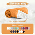 puredown® Soft Feather Down Throw Blanket Lightweight Packable Couch Throw for Indoor and Outdoor Use, 50"X70", Orange