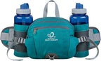 WATERFLY Fanny Pack Waist Bag: Fannie Pack 2 Water Bottle Holders Lumbar Belt Hiking Walking Running Jogging Camping Large Woman Man (Bottle Not Included)
