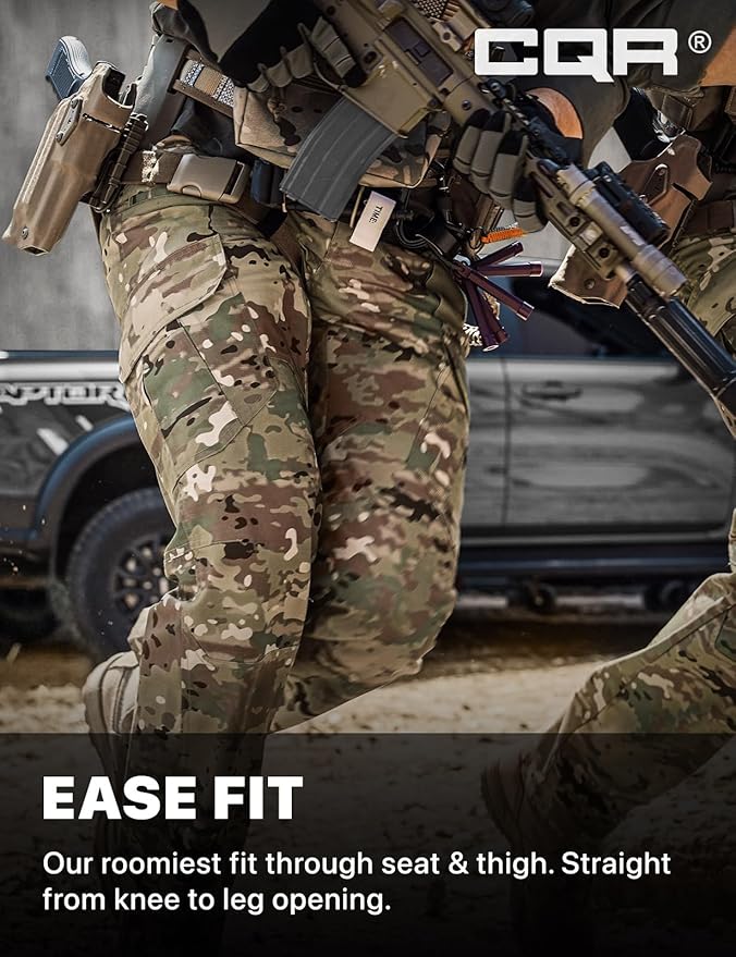 CQR Men's Tactical Pants, Water Resistant Ripstop Cargo Pants, Lightweight EDC Work Hiking Pants, Outdoor Apparel