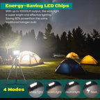 100W LED Work Light Rechargeable with Stand, Rechargeable Outdoor Light Solar Camping Lights with Magnetic, 4 Modes, Waterproof Portable Flood Light for Emergency, Repair, Camping