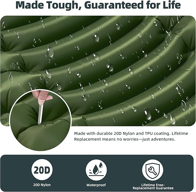 Gear Doctors® Ether 17.5oz Ultralight Camping Sleeping Pad – Backpacking Air Mattress – Camping Mattress Pad – Compact Inflatable Sleeping Mat for Backpacking, Comfortable Outdoor Hiking, Tent, Travel