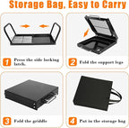 Folding Campfire Grill,Enameled Coating Grate, Heavy Duty Camp Grill Grate, Portable Camping Grates Over Fire Pit, Campfire Grill Cooking Equipment with Carrying Bag for Outdoor Cooking