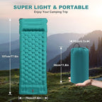 Camping Sleeping Pad with Pillow: Extra Thick 4.7 Inch Ultra-Light Self Inflating Air Mat, Lightweight Compact Inflatable Sleep Mattress with Built-in Pump Ultimate for Camping, Hiking (Peacock Blue)