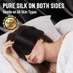 100% Mulberry Silk Sleep Mask, Large Eye Cover for Sleeping, Comfortable and Pressure-Free Sleeping Masks for Women Men, Completely Blackout (Black)