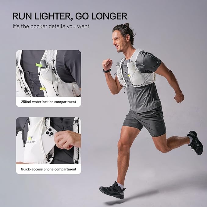 Running Hydration Vest for Women Men, Lightweight Water Vest with 2 TPU 250ML Soft Flask, Adjustable Chest Straps Runners Vest for Trial Hiking Cycling Jogging Marathon