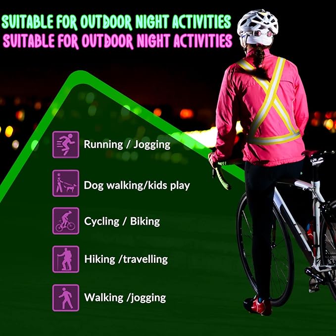Macarrie 30 Pcs Reflective Running Vest Multicolor Adjustable High Visible Reflective Vests for Men Women Bulk Night Running Walking Jogging Cycling Outdoor Activity