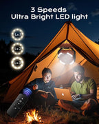 Misting Fan, Portable Camping Fans with 9oz Water Tank, 24000mAh Rechargeable Fan with 4 Speed, Battery Powered Fans with 120H Cooling, Last 5H Mist, 2 Mist Modes, Light, Outside/Summer Essential