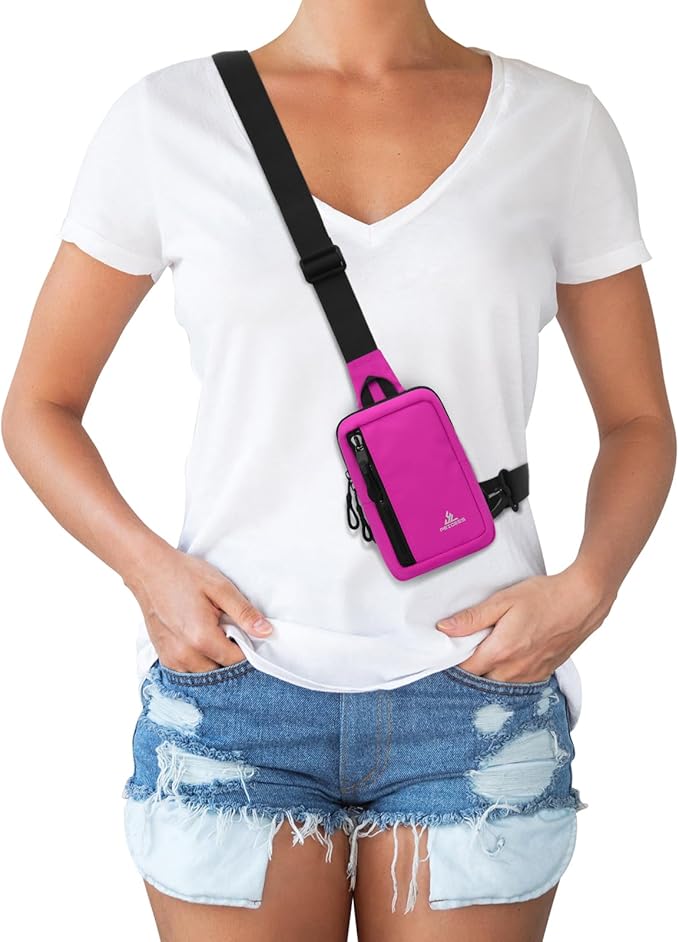 Peicees Small Crossbody Bag for Men Women Mini Sling Bag Travel Running Phone Daypack Cross Body Shoulder Bags, 2 Sizes, Mini Rose