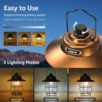 Lepro Vintage LED Camping Lantern Rechargeable, Power Bank, Christmas Decorations, Retro Style, Classic Railroad Lantern with Dimmable Control, Portable Hanging Tent Light for Camping, Power Outages