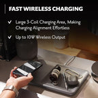 Courant Catch:3 Classics - Italian Leather Wireless Charging Station and Valet Tray (Black) - Compatible with iPhone 16, 15, 14, 13, 12, 11, Galaxy S24, S23, S22, S21, S20, Note, AirPods, AirPods Pro