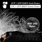 -10°F 0°F 10°F 15°F Down Sleeping Bag for Adults,800/650 Fill Power,Ultralight Wearable 4 Season Cold Weather Rectangle Sleeping Bag for Camping Hiking,Can be Used as a Down Blanket or Cloak