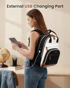 LOVEVOOK Backpack for Women,Laptop Backpack Women,Fits 15.6 Inch Laptop Bag,School Backpacks,Fashion Travel Work Anti-theft Bag,Waterproof Business Computer College Backpack Purse,Purple-Black-Black