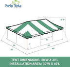 Party Tents Direct 20'x30' Weekender Canopy Pole Tent - Easy Up Canopy Tent with 120 Person Capacity - Outdoor Canopies for Parties, Weddings, & Events (Green/White Top)