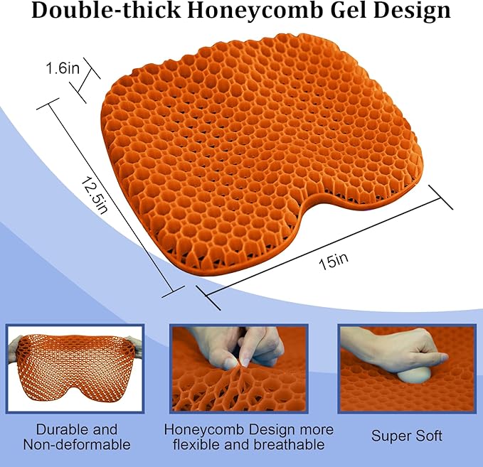 NEW-Vi Anti-Slip Kayak Seat Cushion - Waterproof Thicken Gel Boat Kayak Canoe Rowing Stadium Pad for Sit in Kayak Chair Kayak Accessories Equipment Gear for Fishing Kayak