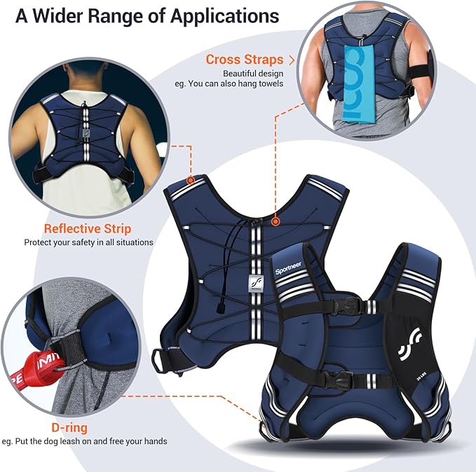 Sportneer Weighted Vest for Women Men: 8lbs/12lbs/15lbs/20lbs/25lbs Weight Vest with Detachable Phone Pouch Rucking Vest for Women Walking Strength Training Muscle Building Weight Loss