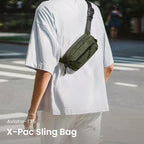 tomtoc 1.5L X-Pac Sling Bag with RFID Blocking, Crossbody Bag Minimalist Chest Shoulder Pack for Men/Women, Water-resistant Lightweight Casual Funny Pack for Travel, Daily Commute
