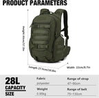 Mardingtop Tactical Molle Backpack for Men - 28L EDC Hiking & Motorcycle Backpack